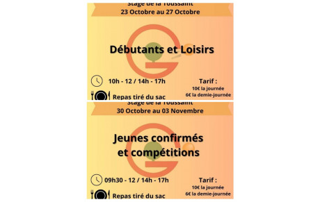 Les 2 stages de vacances de la Toussaint 